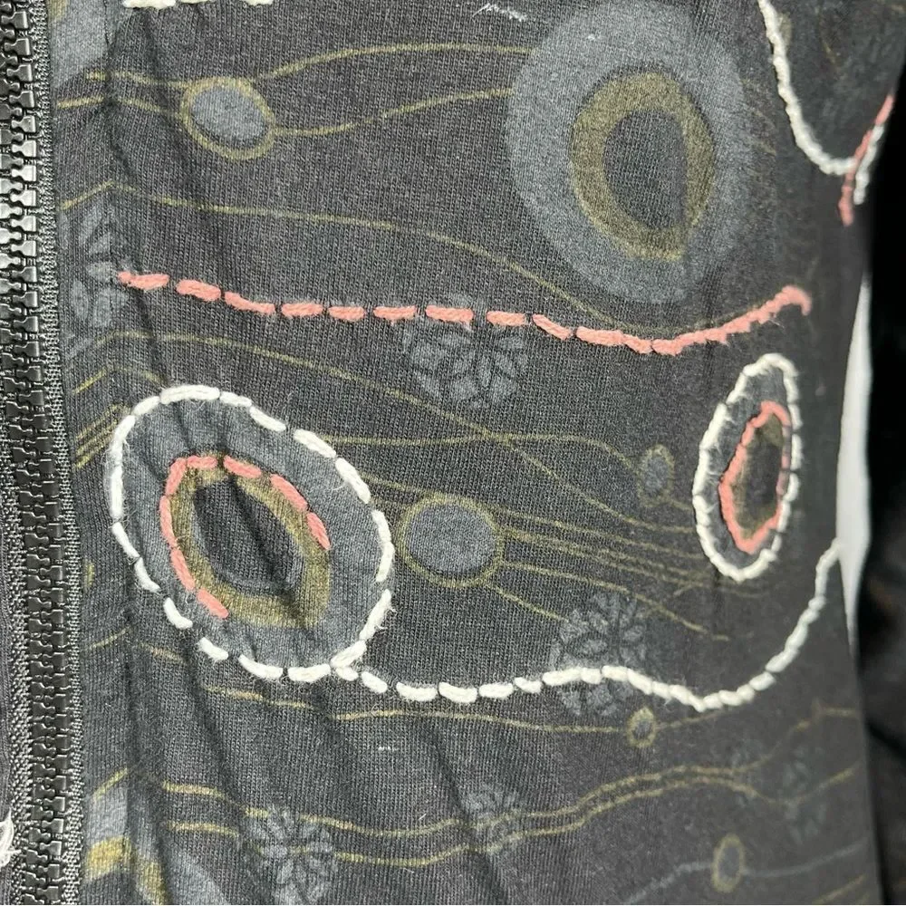 Windhorse Black Patchwork Jacket Whimsigoth Sweatshirt Zip Embroidered Hoodie